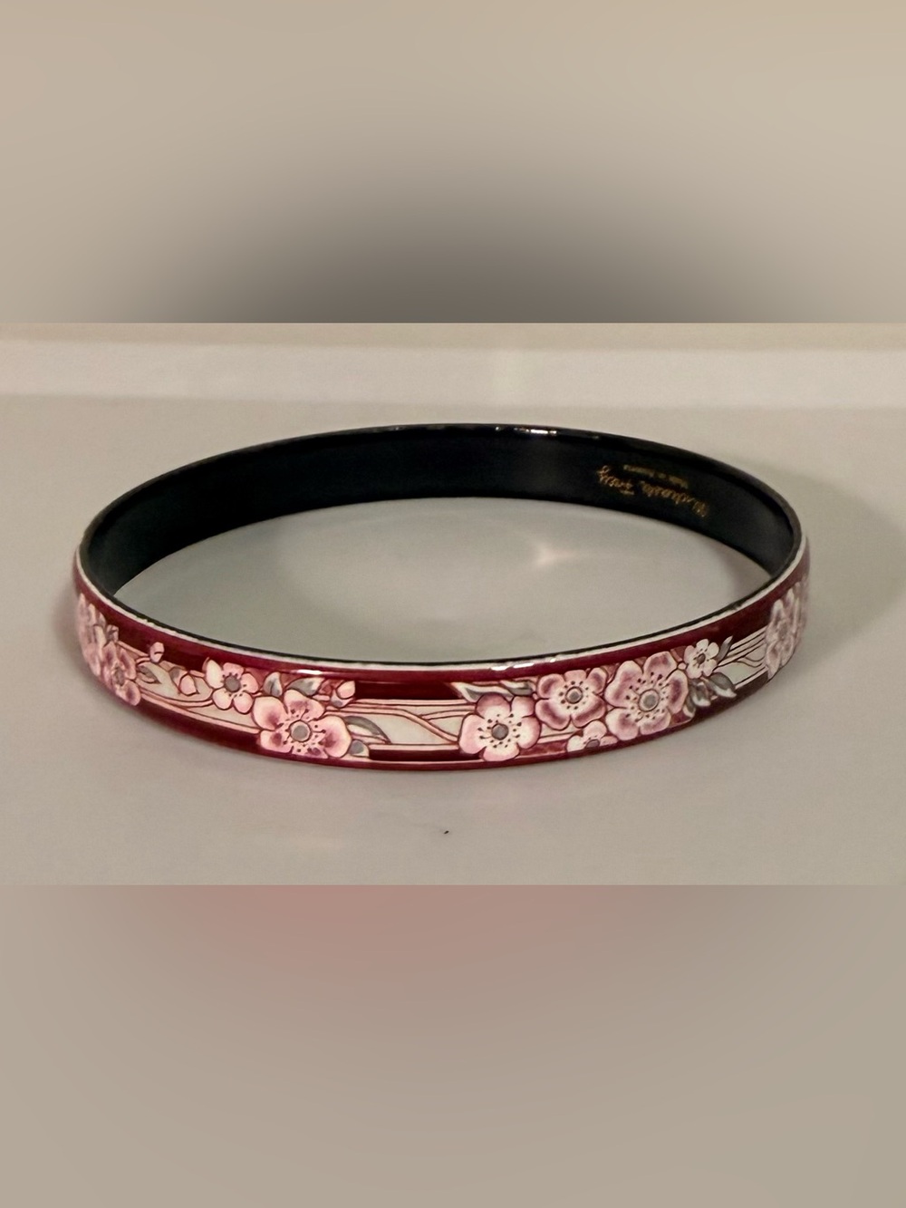 Michaela Frey Burgundy Floral Vintage Large Bangle Bracelet